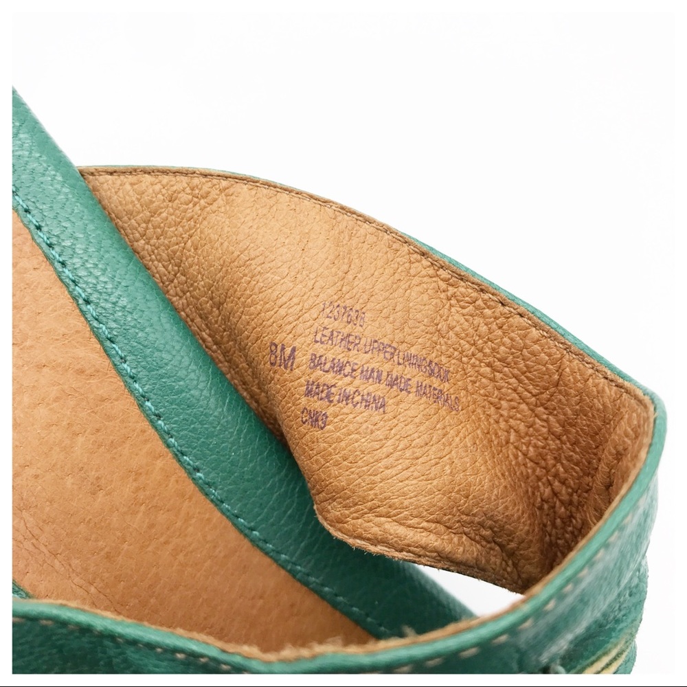 Sofft Teal Green Leather Thong Sandals with Yellow Accent - Picture 9 of 9